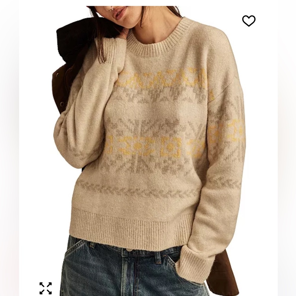 Lucky Brand Beige Patterned Sweater